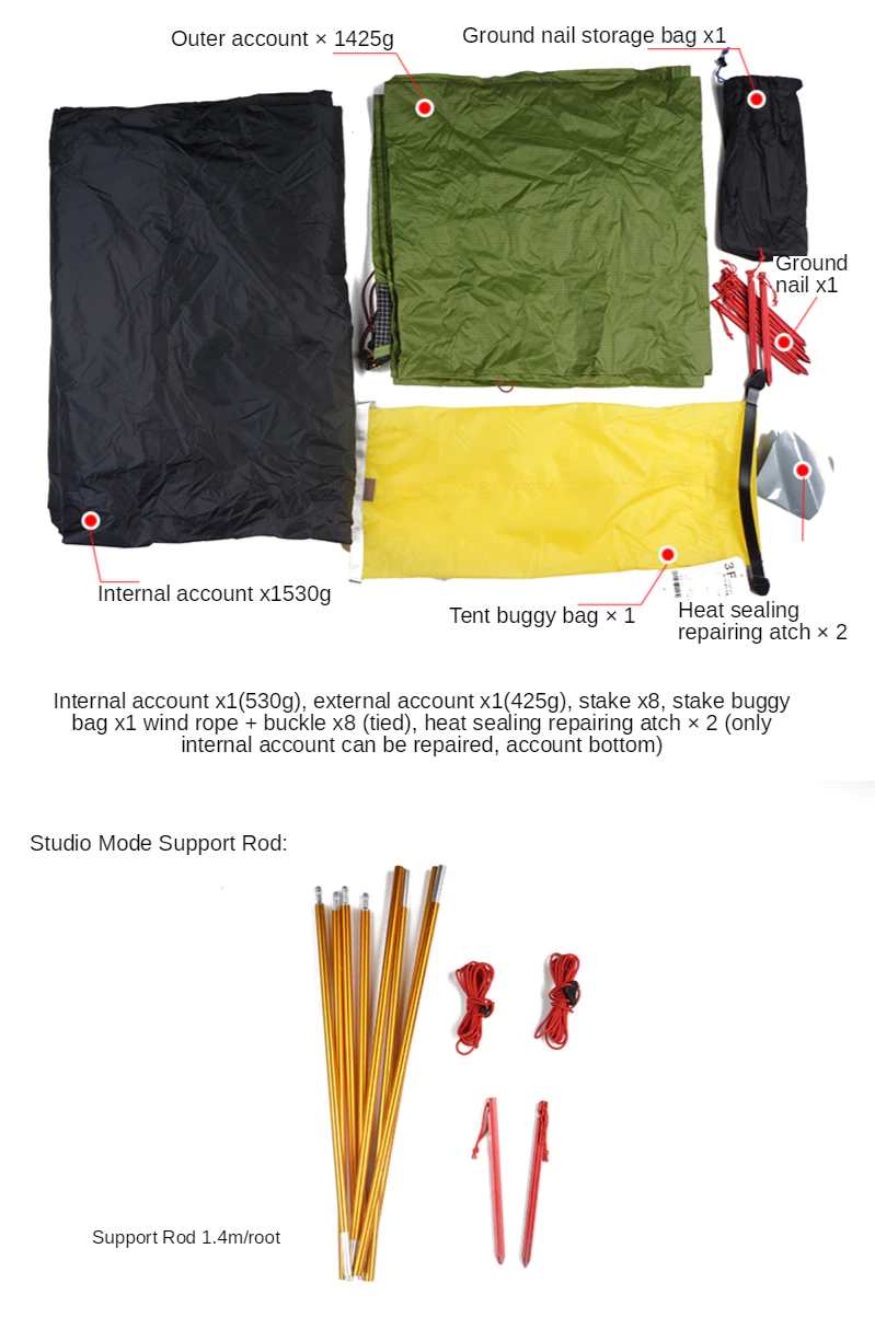 Cheap Goat Tents 3F UL GEAR Shanjing 20D 2 Person 3 Season Ultralight  Outdoor Camping Tent  Professional  Silnylon Rodless Multifunction Tent Tents 